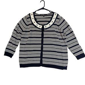 William Kasper‎ sportwear Navy and White knit cardigan Size 3X